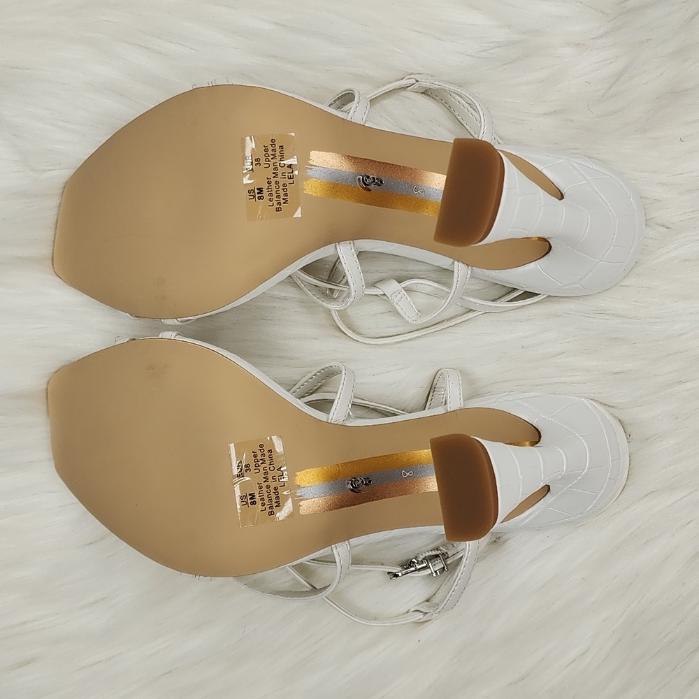 Sam Edelman Lela Strappy High Heels White Leather New In Box - Picture 16 of 17
